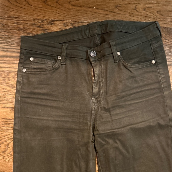 7 for All Mankind Skinny Stretch Twill Pants Dark Green Olive - Picture 2 of 4